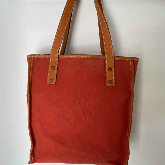 Limited Edition Shinola + FEED Sunset Orange Canvas Tote with Tan Leather Trim - Picture 3 of 11